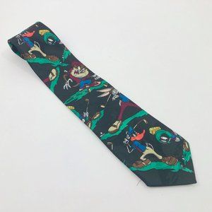 EUC Looney Tunes Mania Vintage 1994 Daffy Duck Black & Multi-Color Tie